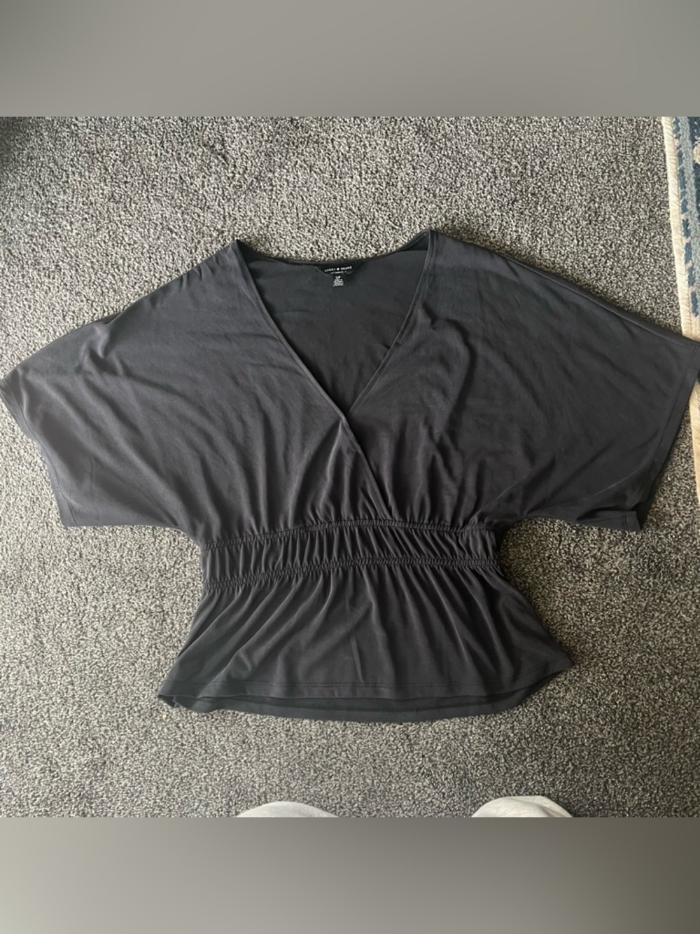 Lucky Brand Charcoal Surplice V-Neck Cinch-Waist Top